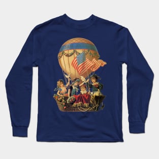 Vintage Hot Air Balloon with Children, Safe Journey Long Sleeve T-Shirt